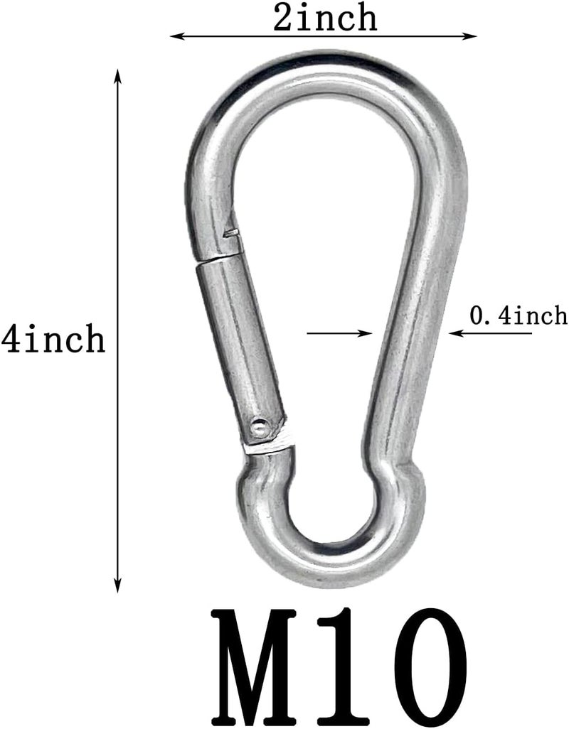 MYYZMY 4 Inch Spring Snap Hook, 304 Stainless Steel Light Duty Clip for Keys, Bag, Home Organization, 2 Pack - Image 2